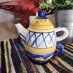 Bella Casa by Ganz single use teapot Adorable! ceramic 3-piece set